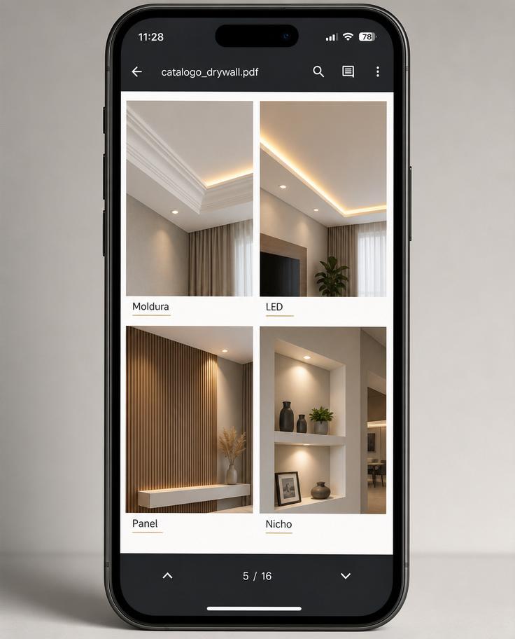 Muestra moldura, cielo raso, LED